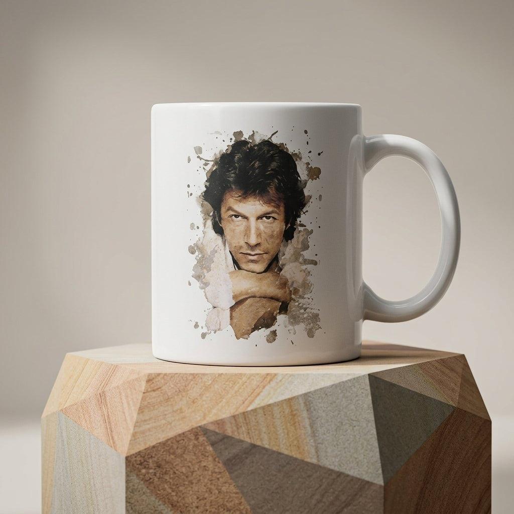 Imran Khan Watercolor Portrait Graphic Ceramic Cup – High-Quality Printed Tea & Coffee Drinkware