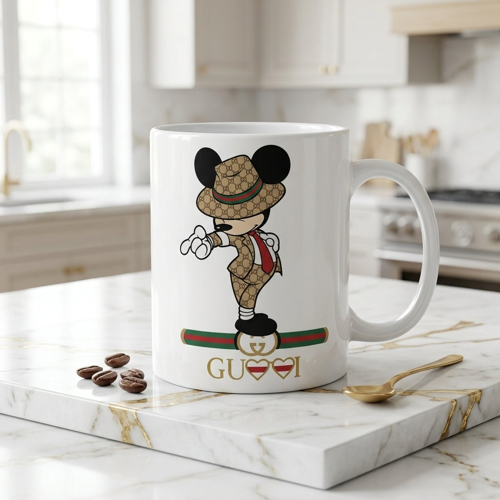Luxury Streetwear Designer Mouse Ceramic Coffee Mug – Trendy Fashion Cartoon Character Tea Cup & Unique Birthday Gift