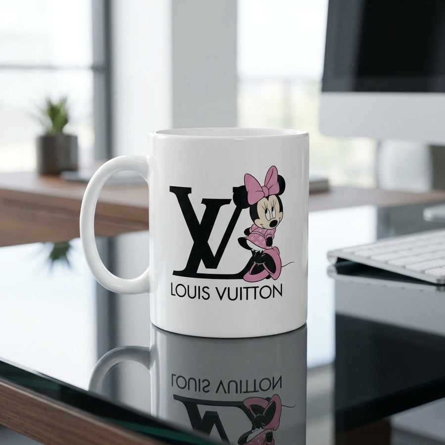Cute Pink Minnie LV Vinyl Sticker – Waterproof Decal for Mugs, Laptops & Tumblers