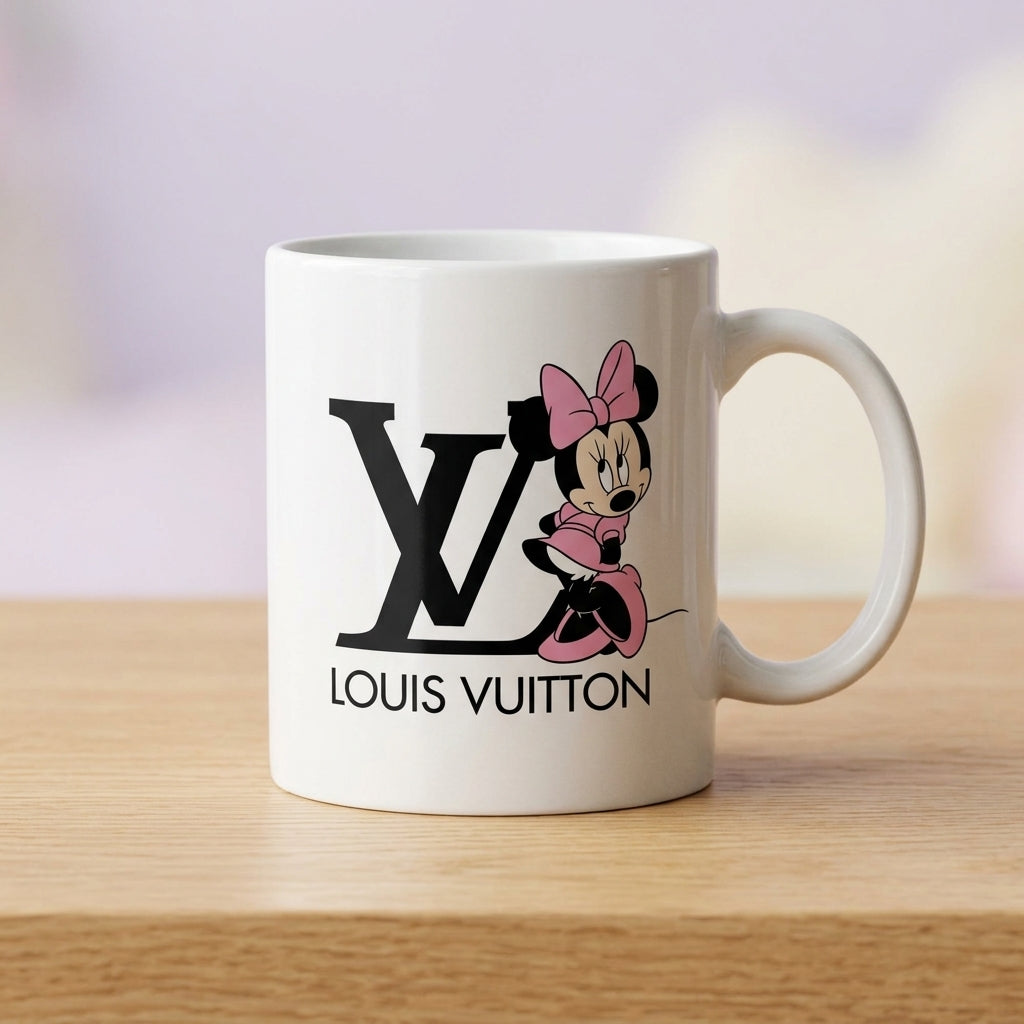 Cute Pink Minnie LV Vinyl Sticker – Waterproof Decal for Mugs, Laptops & Tumblers