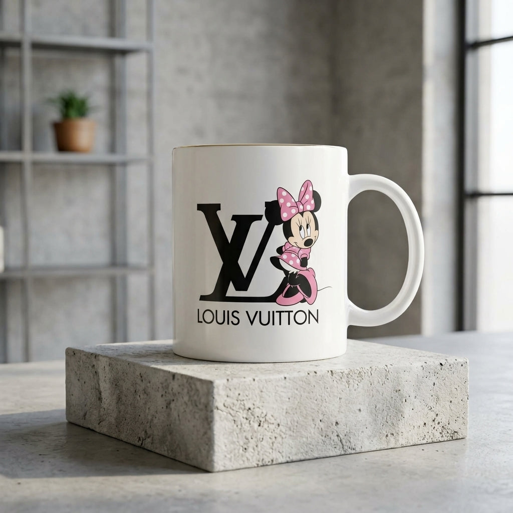Cute Pink Minnie LV Vinyl Sticker – Waterproof Decal for Mugs, Laptops & Tumblers