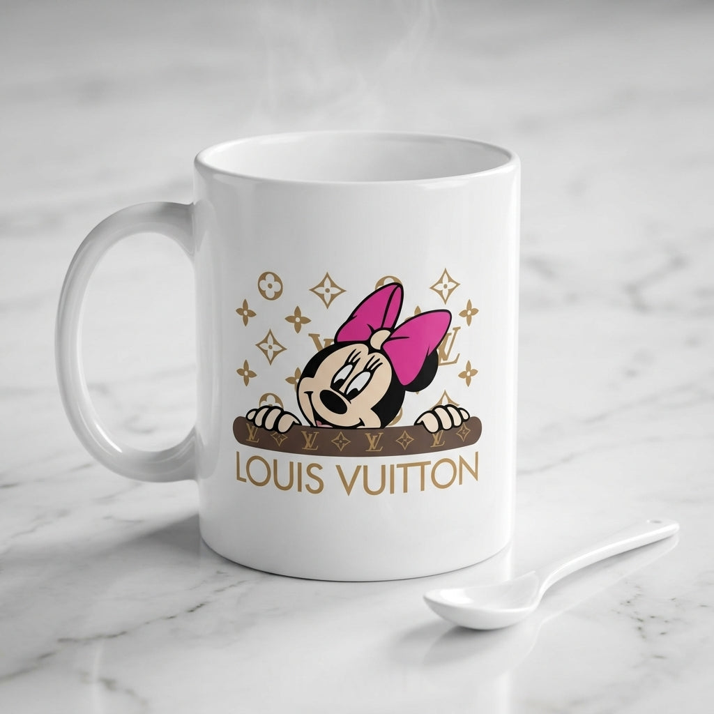 Cute Minnie Mouse Peeking Monogram Vinyl Sticker – Waterproof Decal for Mugs