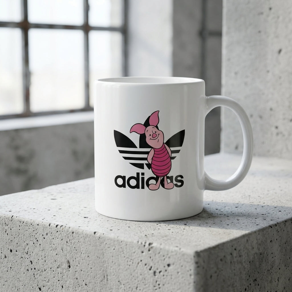 Cute Pink Piglet Cartoon Character Graphic Ceramic Coffee Mug – Cute Animal Art Tea Cup & Unique Birthday Gift