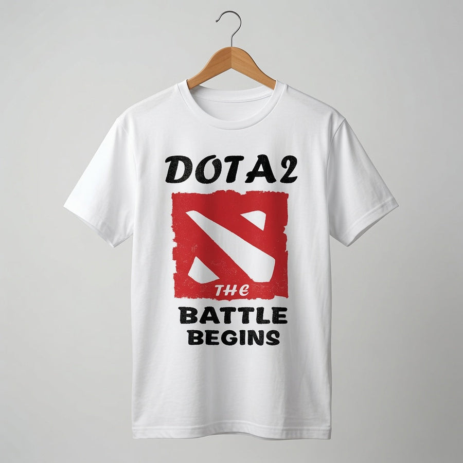 Dota 2 T-Shirt The Battle Begins Gaming Graphic Tee MOBA Gamer Gift Men's Black