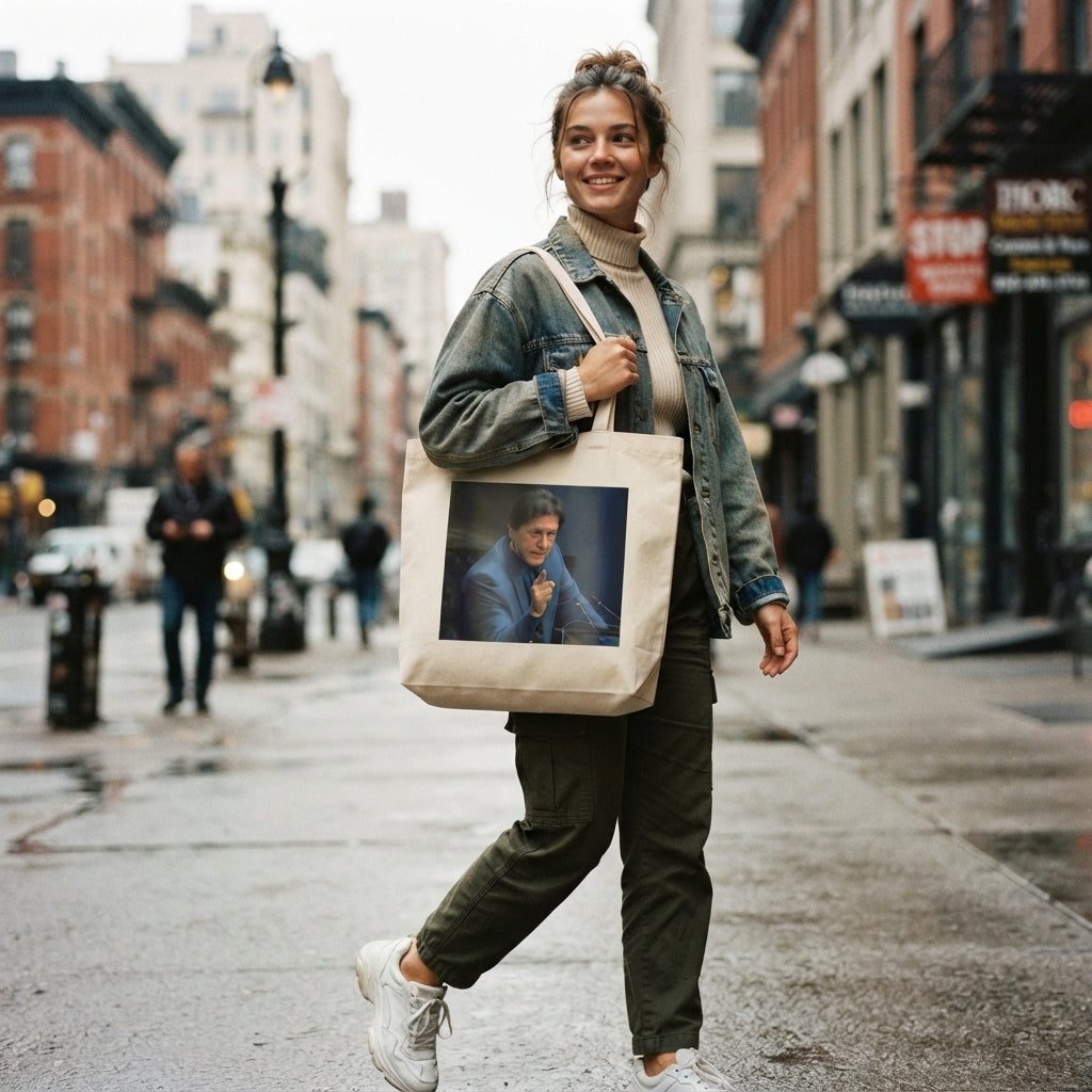 Imran Khan Speech Portrait Canvas Tote Bag – Eco-Friendly Cotton Shoulder Bag