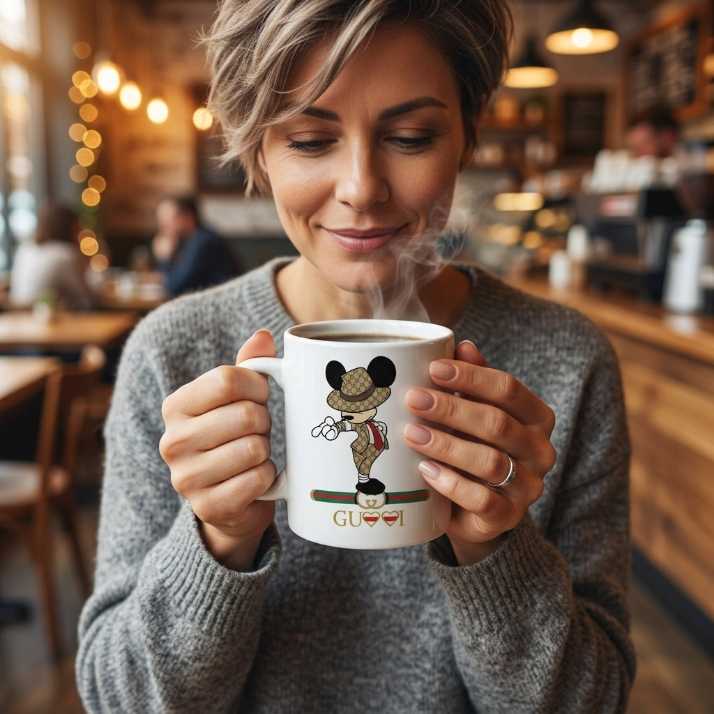 Luxury Streetwear Designer Mouse Ceramic Coffee Mug – Trendy Fashion Cartoon Character Tea Cup & Unique Birthday Gift
