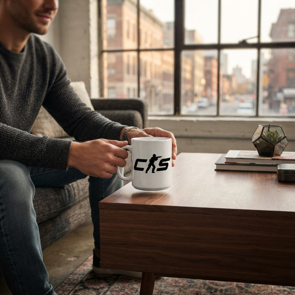 Counter Strike CS Logo Ceramic Coffee Mug 11oz Premium White Gaming Cup Gift for Gamers