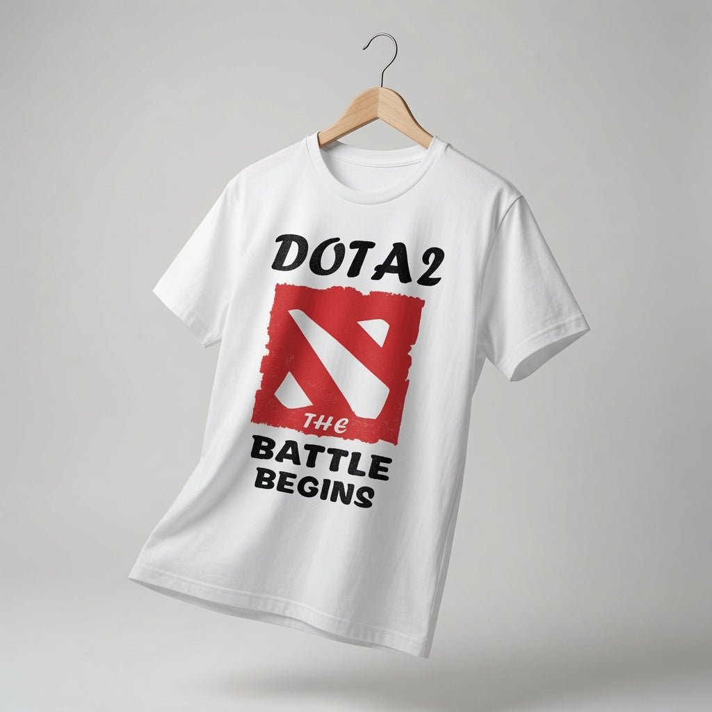 Dota 2 T-Shirt The Battle Begins Gaming Graphic Tee MOBA Gamer Gift Men's Black