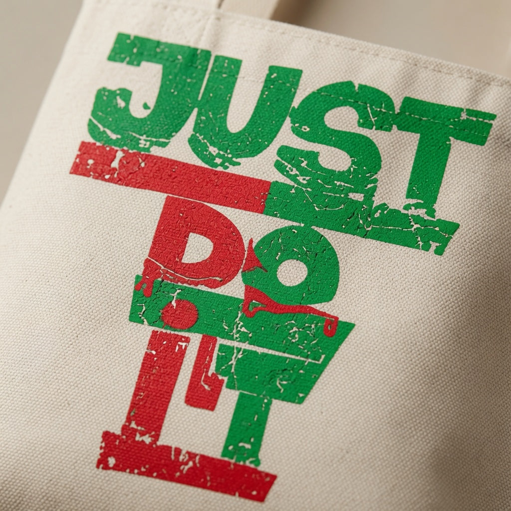 Stencil Graphic Canvas Tote Bag | Bold Red & Green Cotton Tote