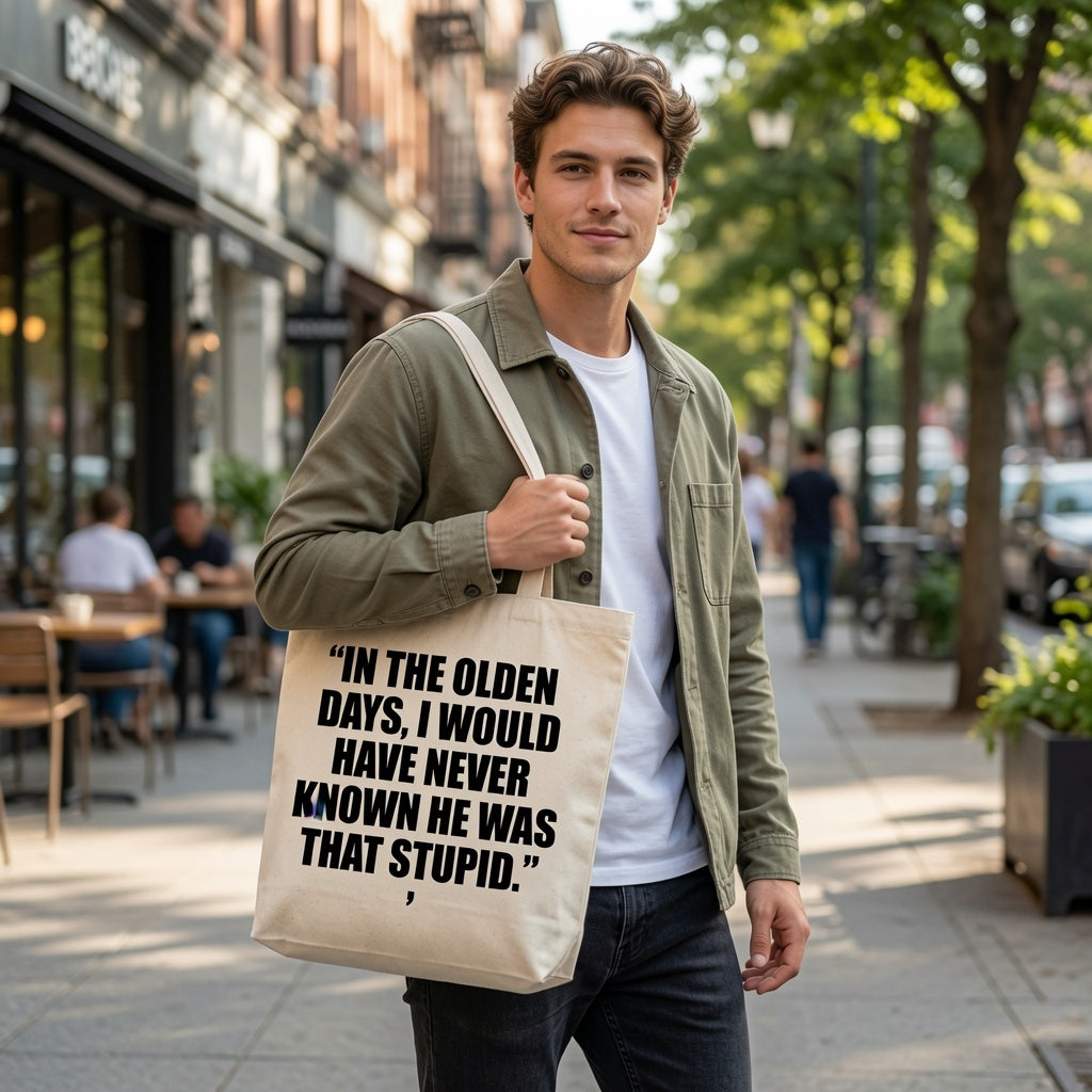 Funny Natural Cotton Canvas Tote Bag - Sarcastic Humor Reusable Shopping Tote