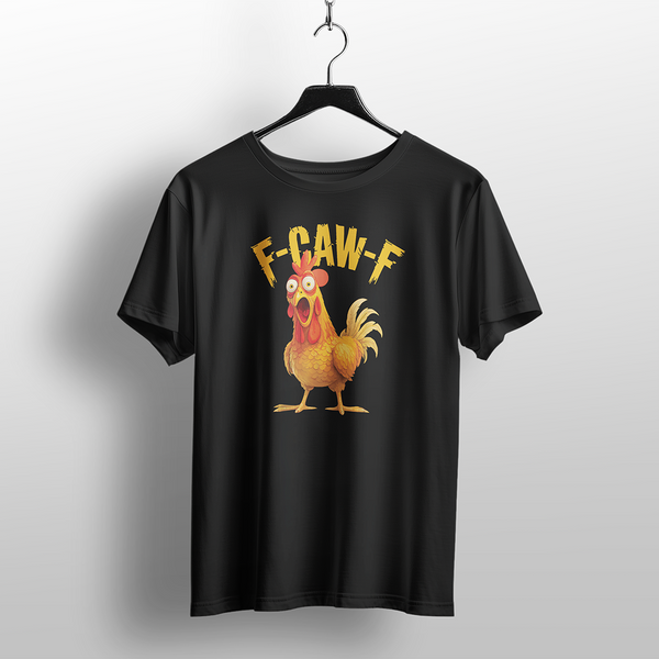 Funny Rooster "F-CAW-F" Golden Rooster T-Shirt – Cartoon Humor Tee