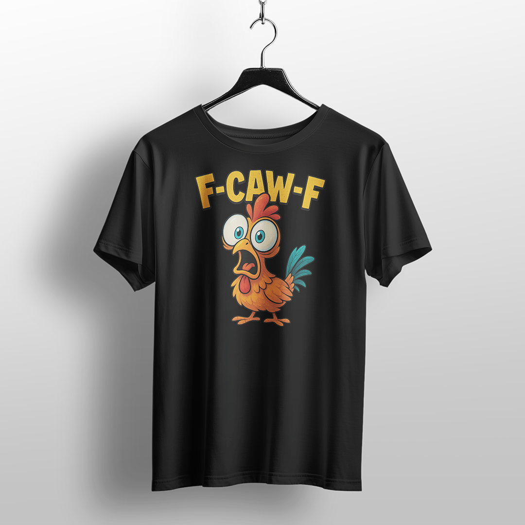 Funny Rooster "F-CAW-F" Shocked Rooster T-Shirt – Cartoon Humor Tee