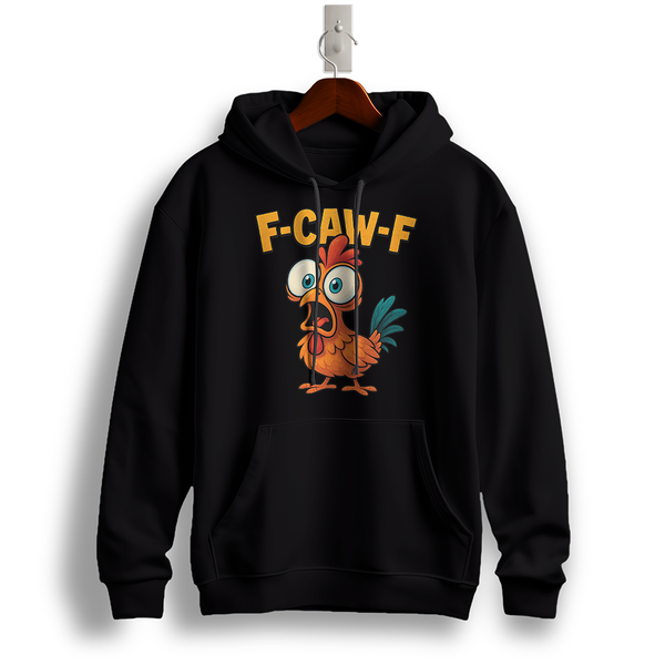Funny Rooster "F-CAW-F" Shocked Rooster Hoodie – Cartoon Humor Design