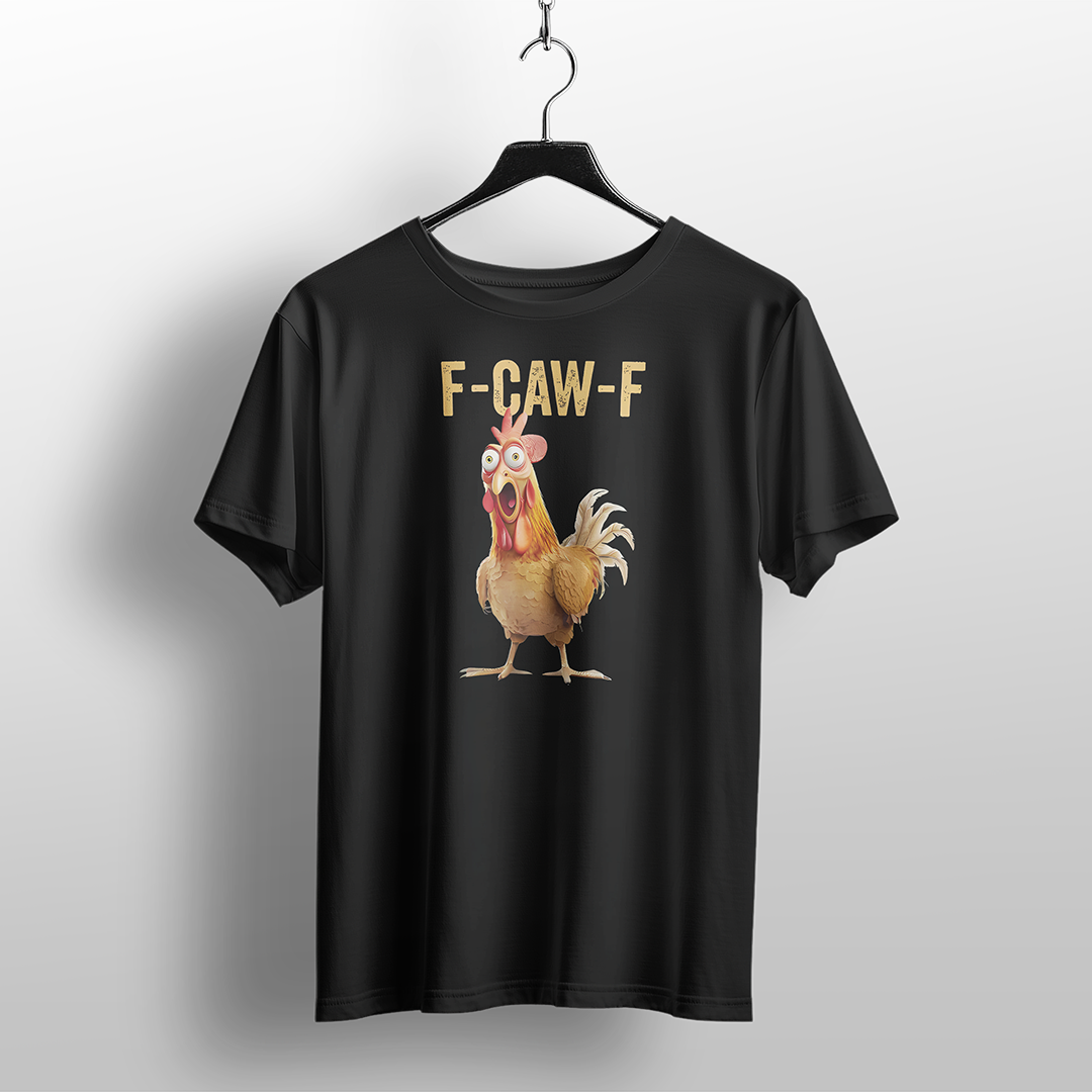 Funny Rooster "F-CAW-F" Cartoon T-Shirt – Humor Graphic Tee