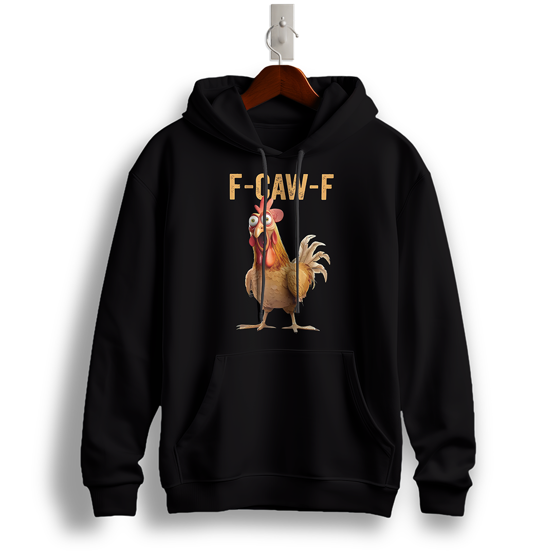 Funny Rooster "F-CAW-F" Hoodie – Cartoon Humor Parody