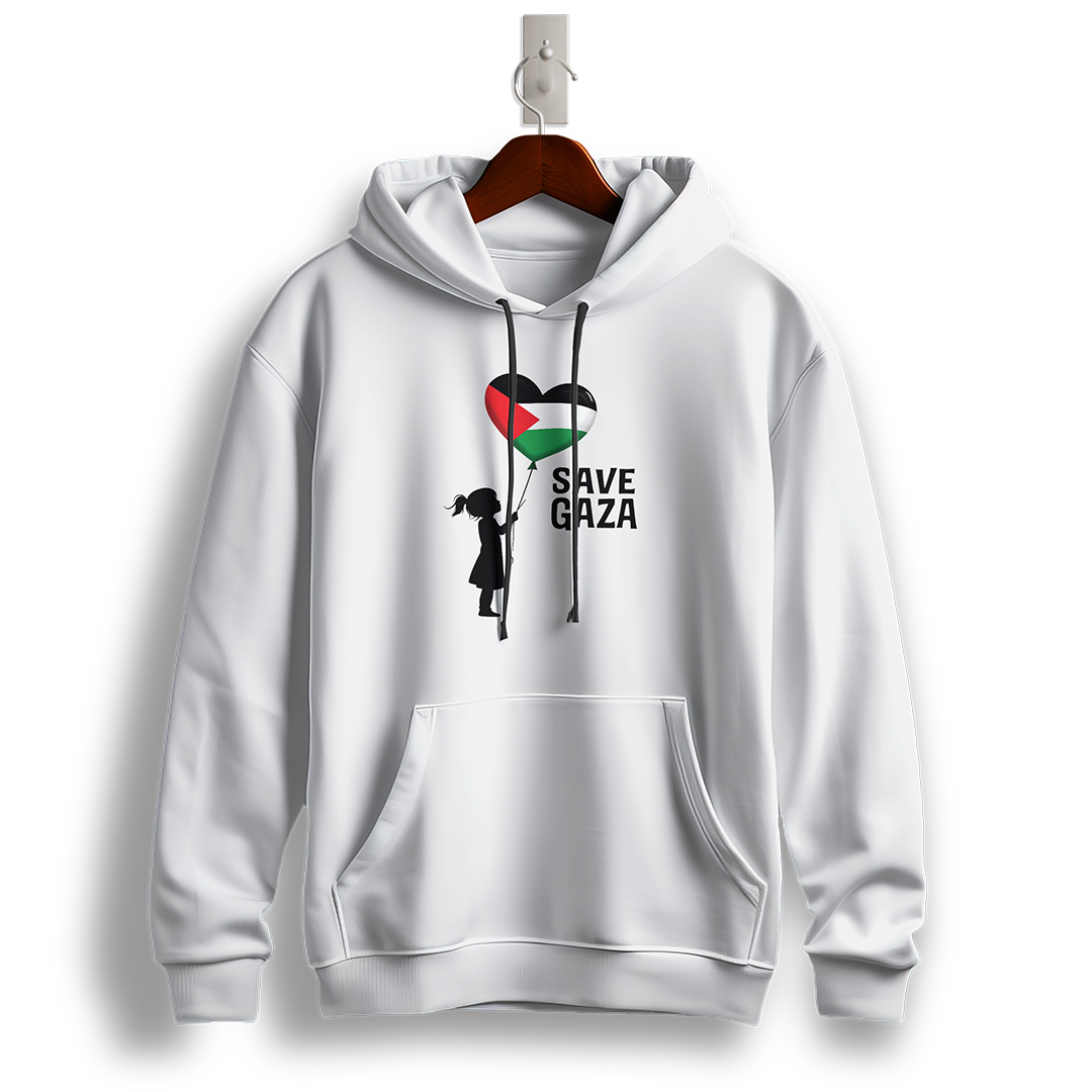 Save Gaza Flag Heart Hoodie
