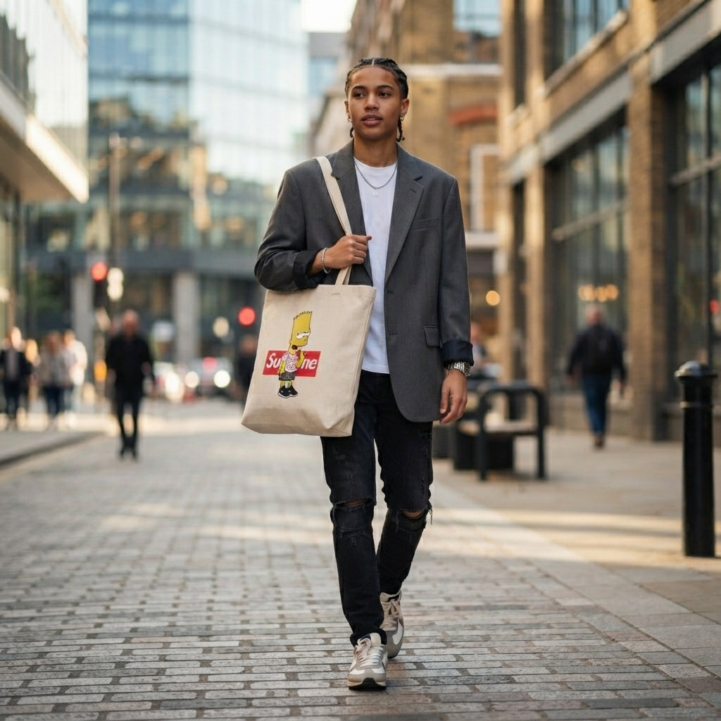 Bart Simpson Attitude Graphic Canvas Tote Bag – Streetwear Edition