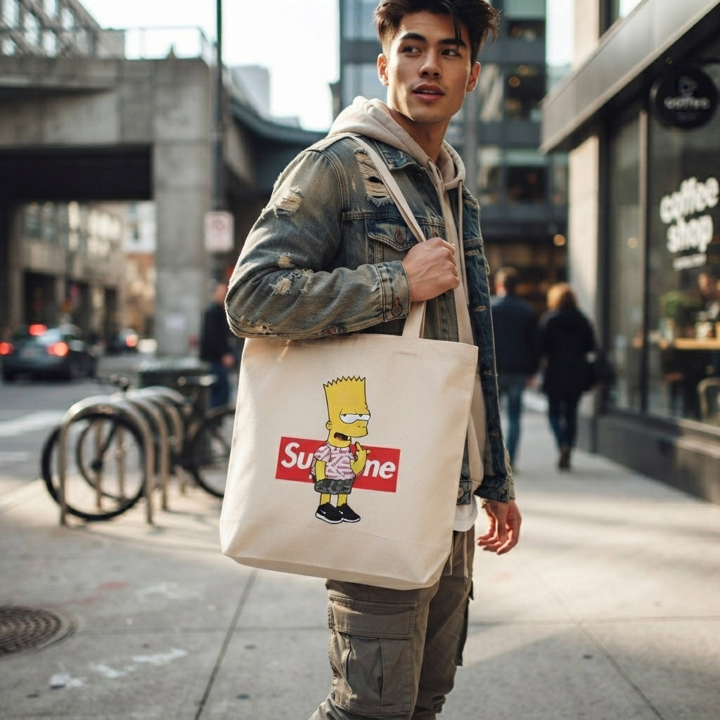Bart Simpson Attitude Graphic Canvas Tote Bag – Streetwear Edition