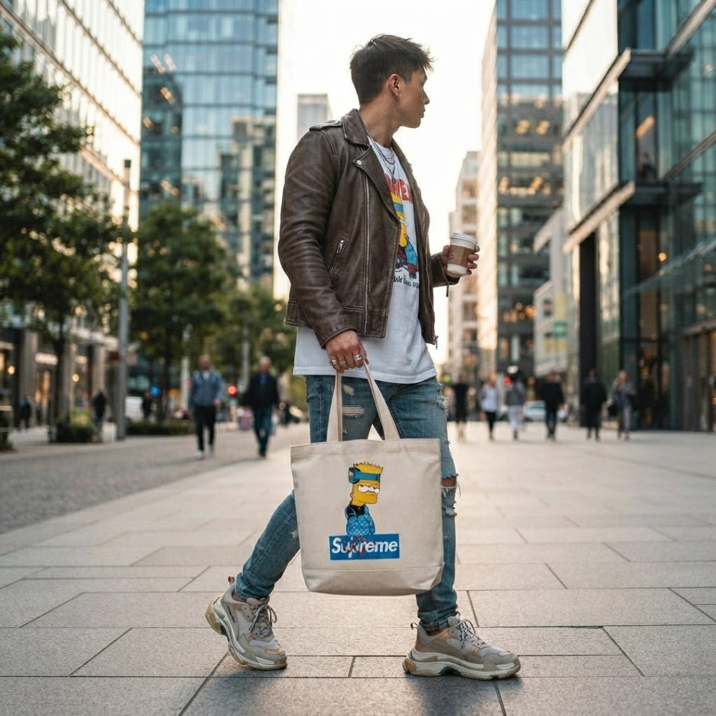 Bart Simpson Blue Puffer Ski Goggles Canvas Tote Bag – Streetwear Edition