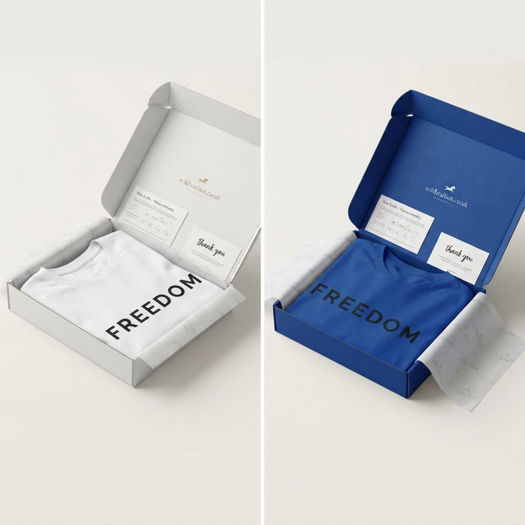 FREEDOM Minimalist Statement Typography Graphic T-Shirt - Premium Soft Cotton Crew Neck Tee in White & Blue