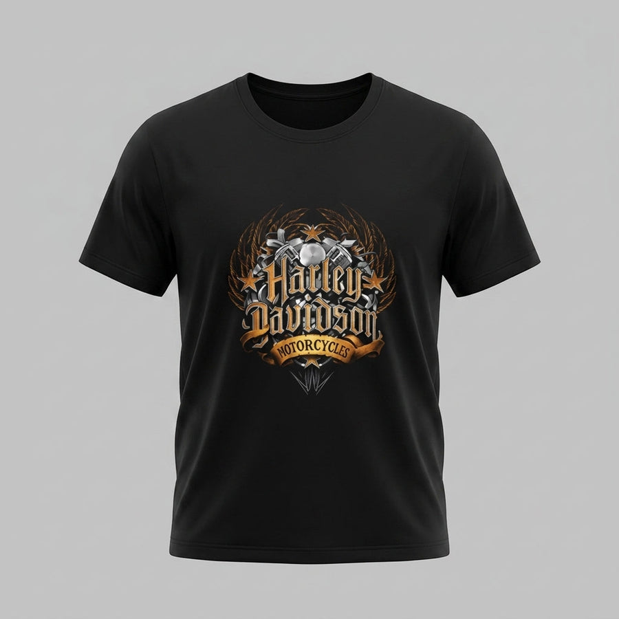 Vintage V-Twin Engine Winged Crest Graphic T-Shirt