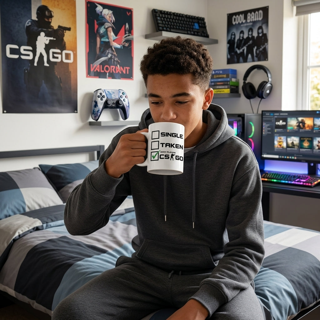 Single Taken Busy Playing CSGO Ceramic Coffee Mug 11oz Premium White Funny Gaming Cup Gift for Gamers
