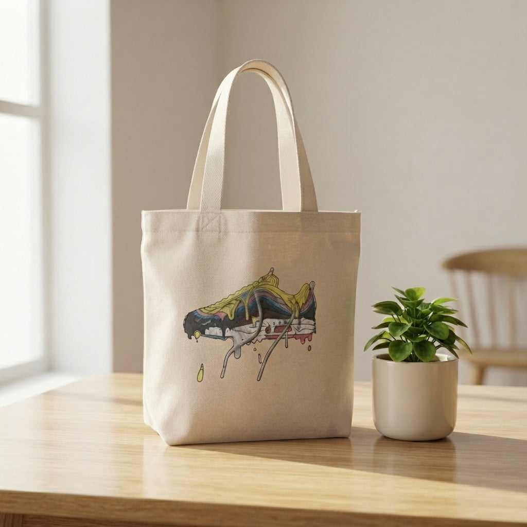 "Urban Drip" Colorful Dripping Sneaker Art Canvas Tote Bag