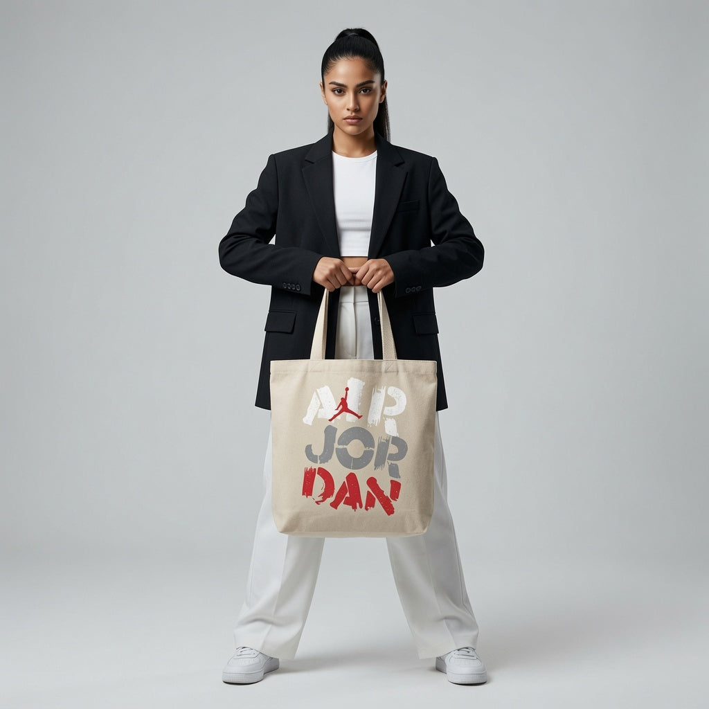 Grunge Air Typography Graphic Canvas Tote Bag - Distressed Streetwear Shoulder Bag