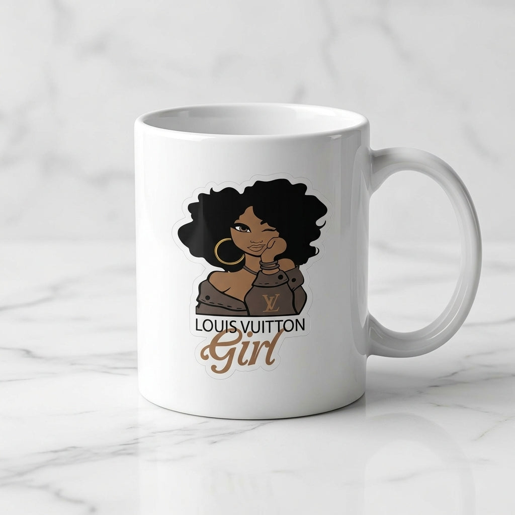 Fashion Girl Monogram Vinyl Sticker – Waterproof Decal for Mugs & Cups