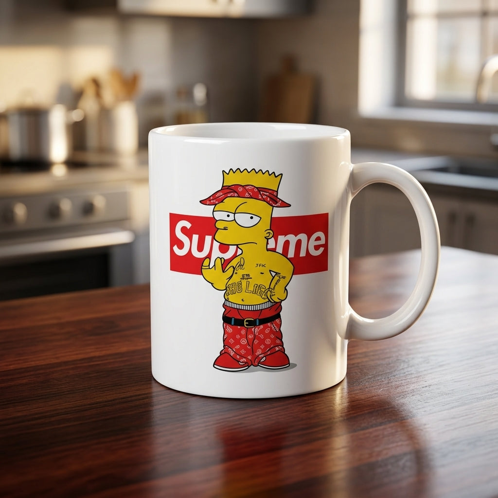 Streetwear Bart Simpson Red Box Logo Vinyl Decal – Waterproof Graphics for Mugs & Cups