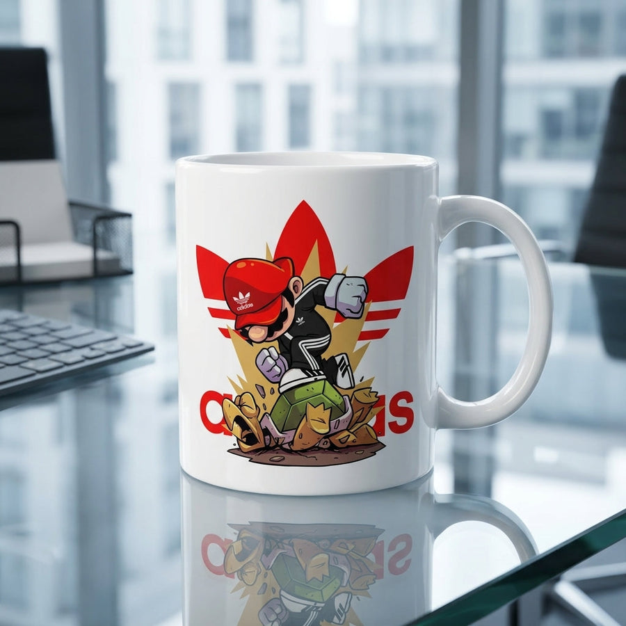Retro Gaming Hero Streetwear Graphic Ceramic Coffee Mug – Urban Gamer Character Art Tea Cup & Unique Birthday Gift