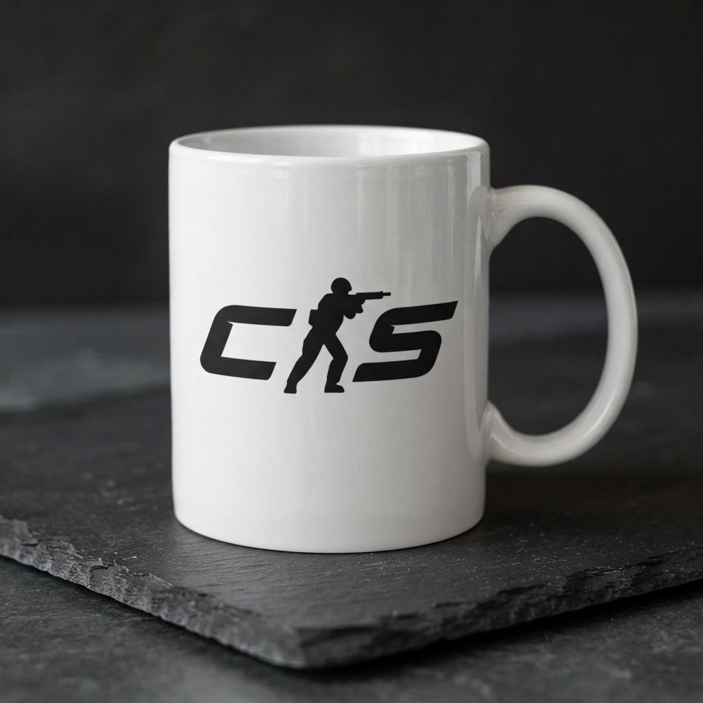 Counter Strike CS Logo Ceramic Coffee Mug 11oz Premium White Gaming Cup Gift for Gamers