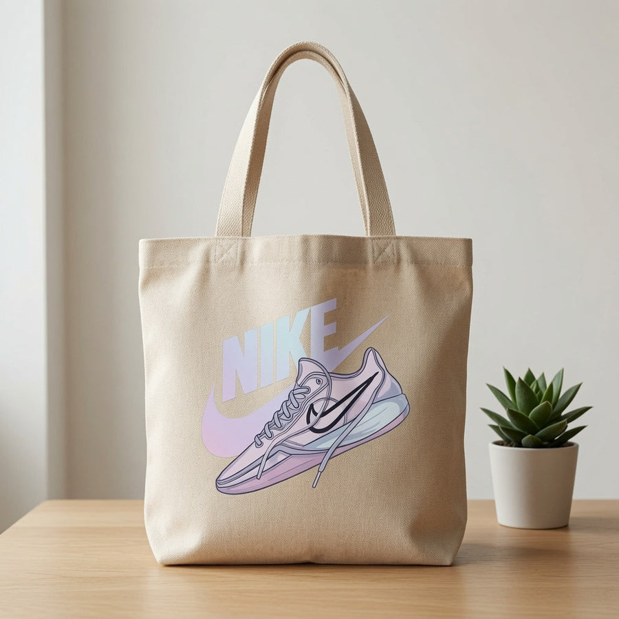 Pastel Sneaker Graphic Canvas Tote Bag - Aesthetic Streetwear Shoulder Bag