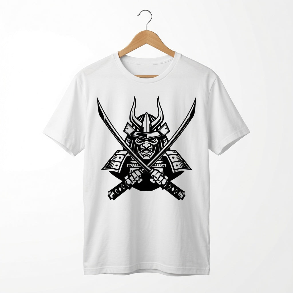 Samurai Oni Mask T-Shirt Japanese Demon Graphic Tee White
