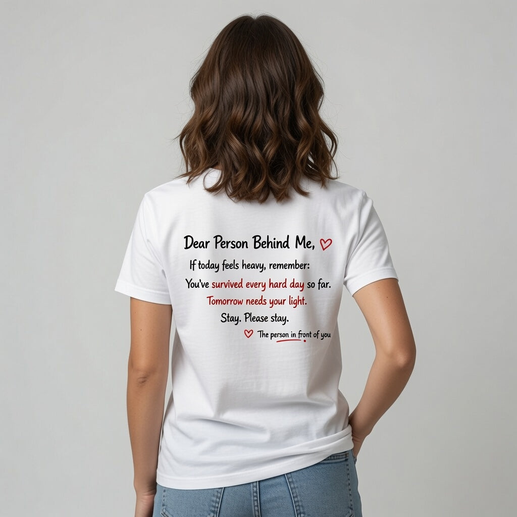 Dear Person Behind Me" T-Shirt – Mental Health Awareness & Suicide Prevention Graphic Tee