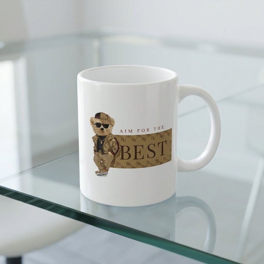 Luxury Designer Teddy Bear Aim For The Best Waterproof Vinyl Sticker - Stylish Fashion Graphic Decal for Laptops, Mugs