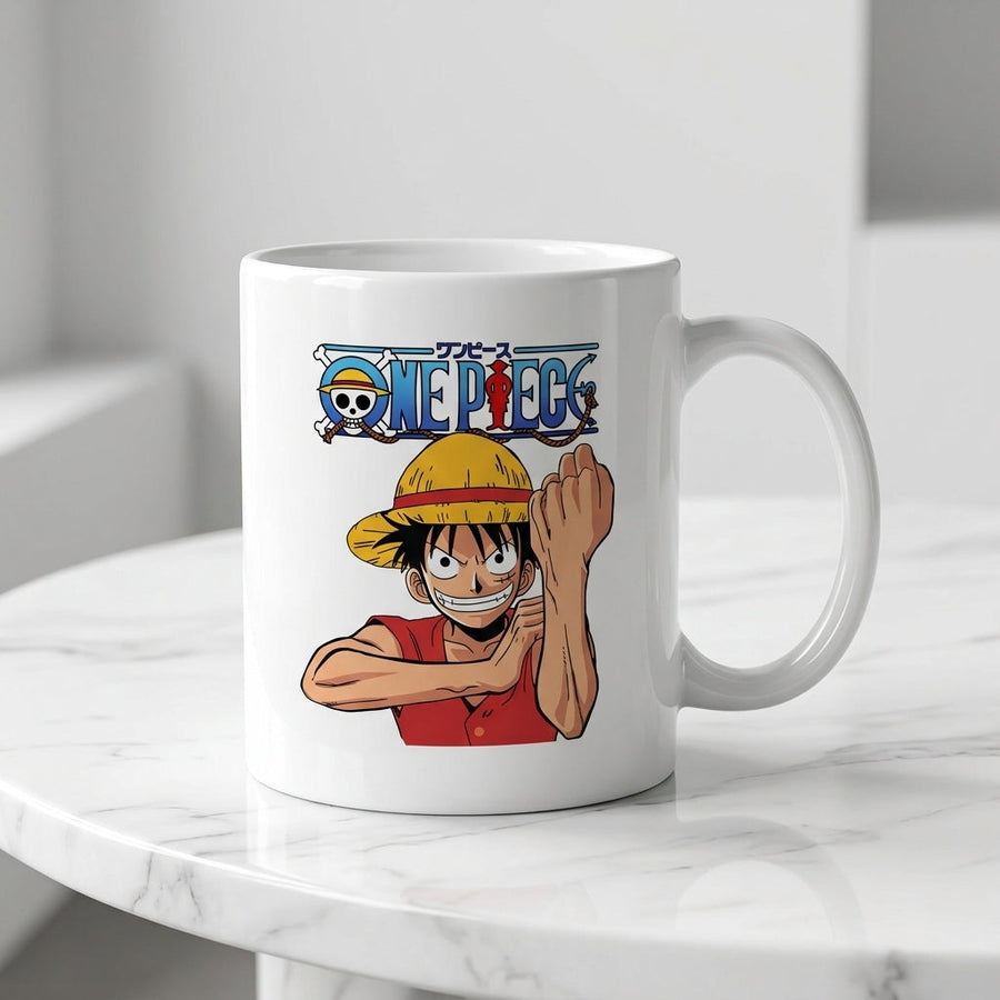 One Piece Monkey D. Luffy Ceramic Coffee Mug 11oz - Premium Anime Graphic Print Tea Cup, Straw Hat Pirate Drinkware for Anime Fans & Birthday Gift