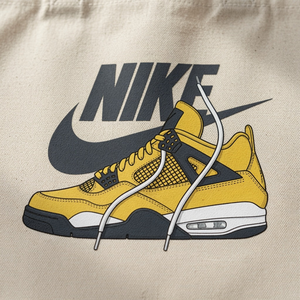 Retro Yellow Sneaker Graphic Canvas Tote Bag - Classic Streetwear Graphic Shoulder Bag