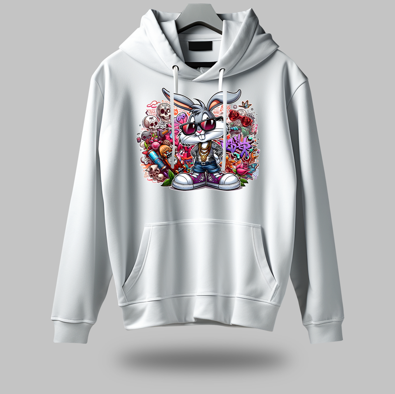 Rebel Bunny Graffiti Hoodie