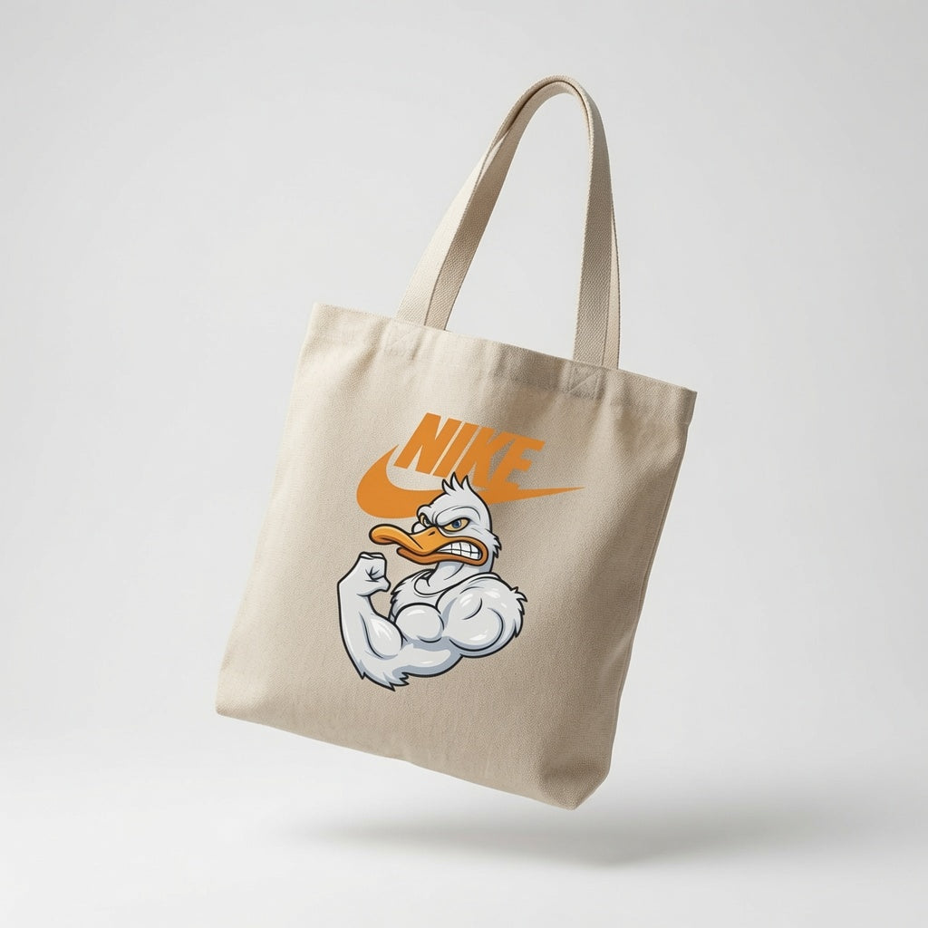 Quack-tastic Muscle Duck Nike Swoosh Cotton Canvas Tote Bag