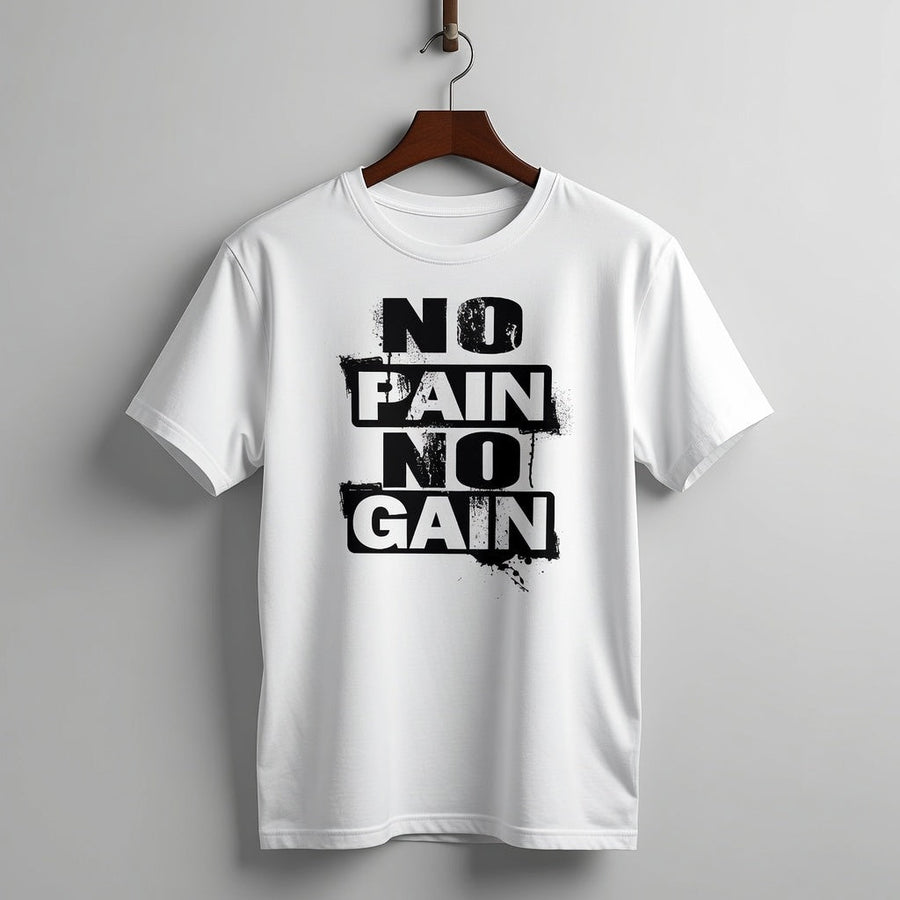 "No Pain No Gain" Distressed Stencil Fitness Tee