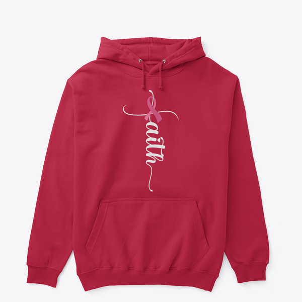 Breast Cancer Awareness Hoodie – Pink Ribbon Graphic Black Pullover