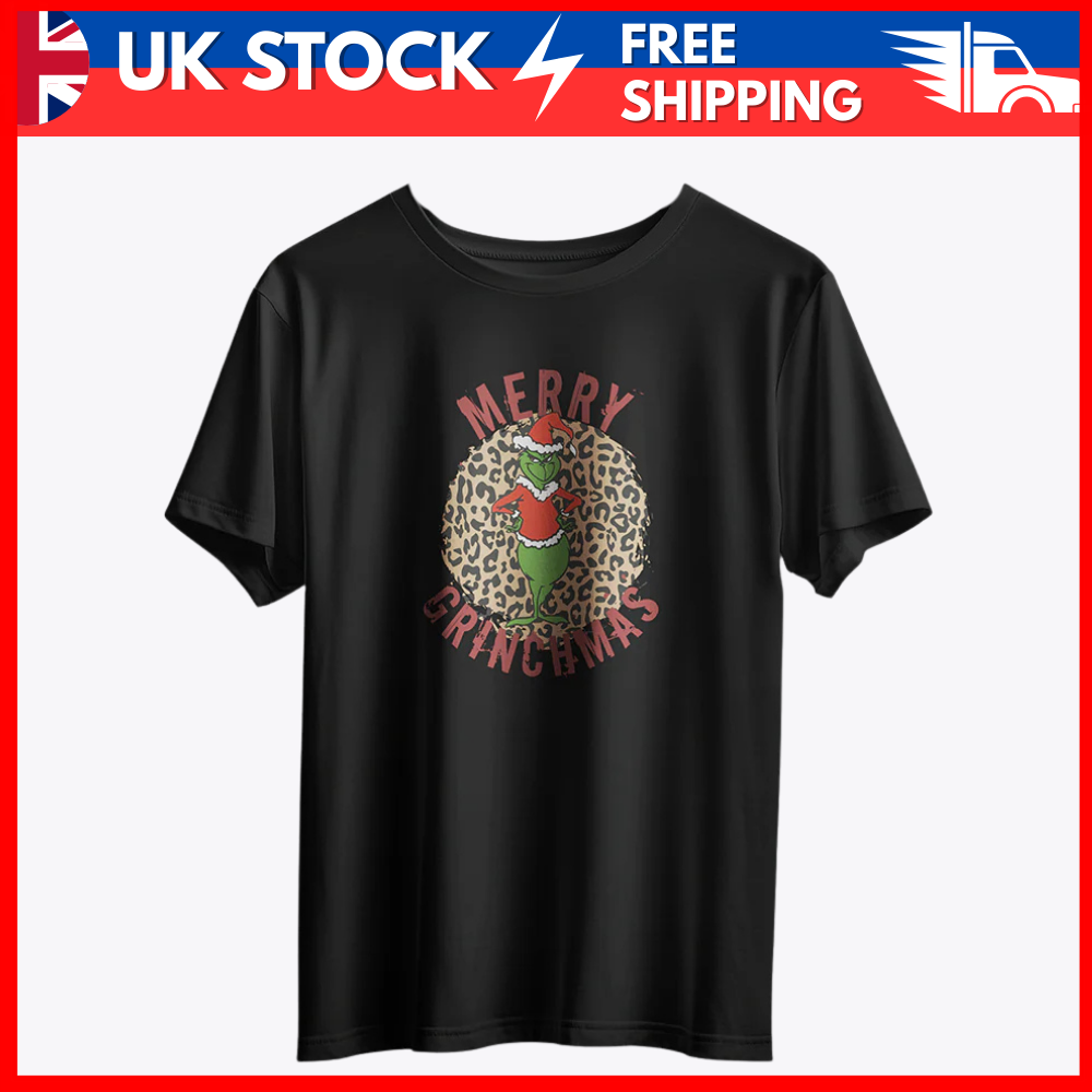 Merry Grinchmas Leopard Print T-Shirt