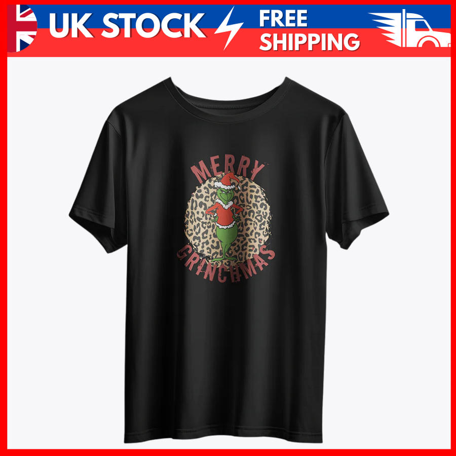 Merry Grinchmas Leopard Print T-Shirt