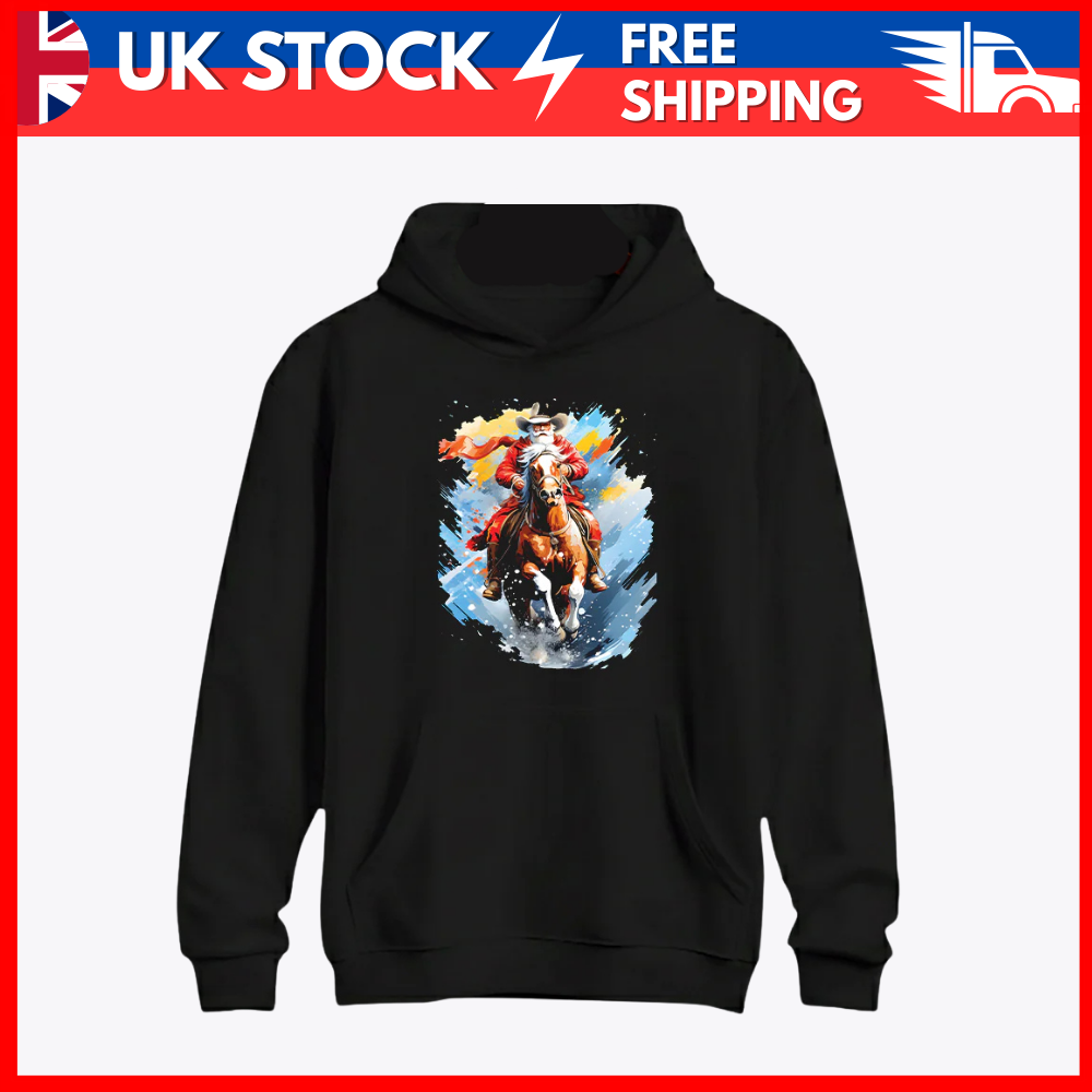 Western Cowboy Riding Horse Christmas Hoodie