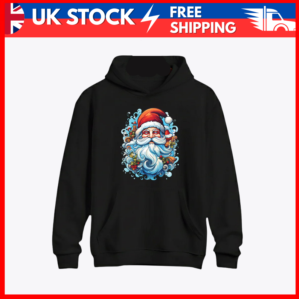 Festive Santa Claus Christmas Hoodie – Cozy Winter Holiday Hoodie