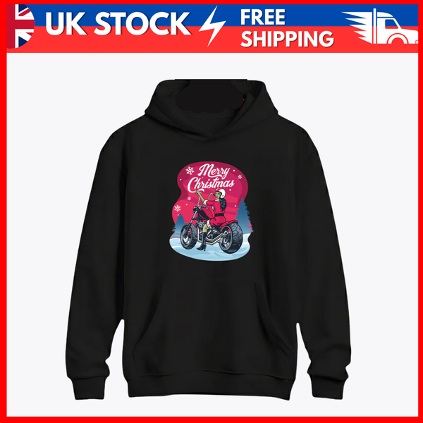 Santa Riding Motorcycle Christmas Hoodie