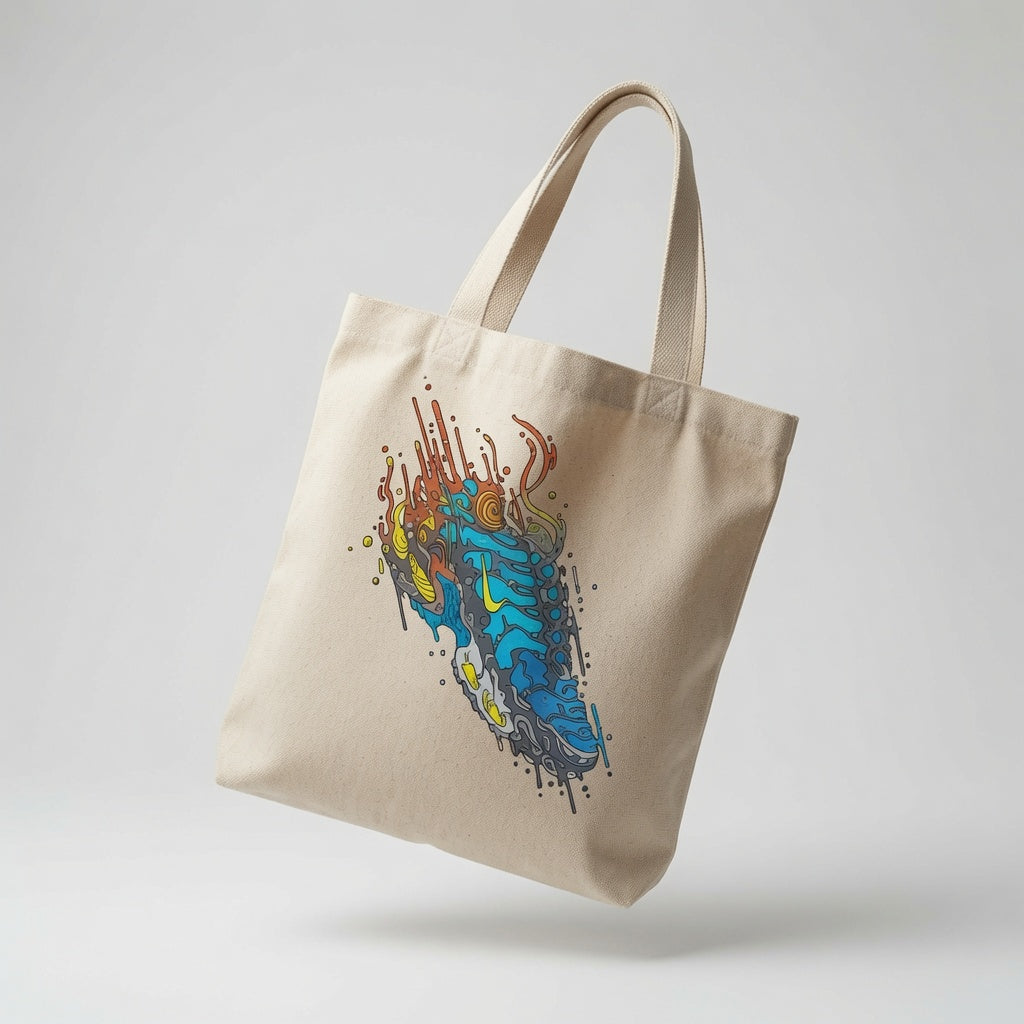 Psychedelic Splash Sneaker Graphic Canvas Tote Bag - Abstract Colorful Streetwear Shoulder Bag