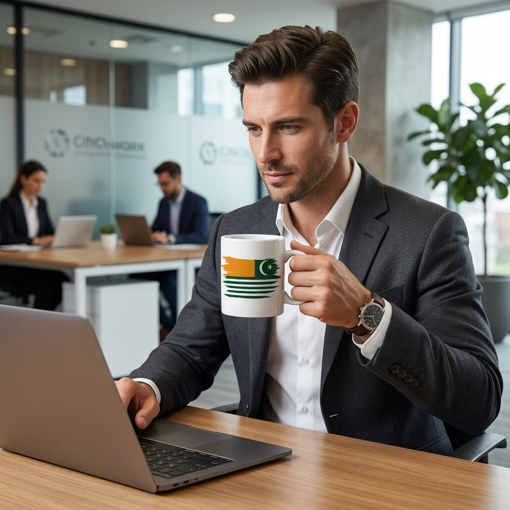 Kashmir Flag Brush Stroke Graphic Ceramic Cup – High-Quality Printed Tea & Coffee Drinkware