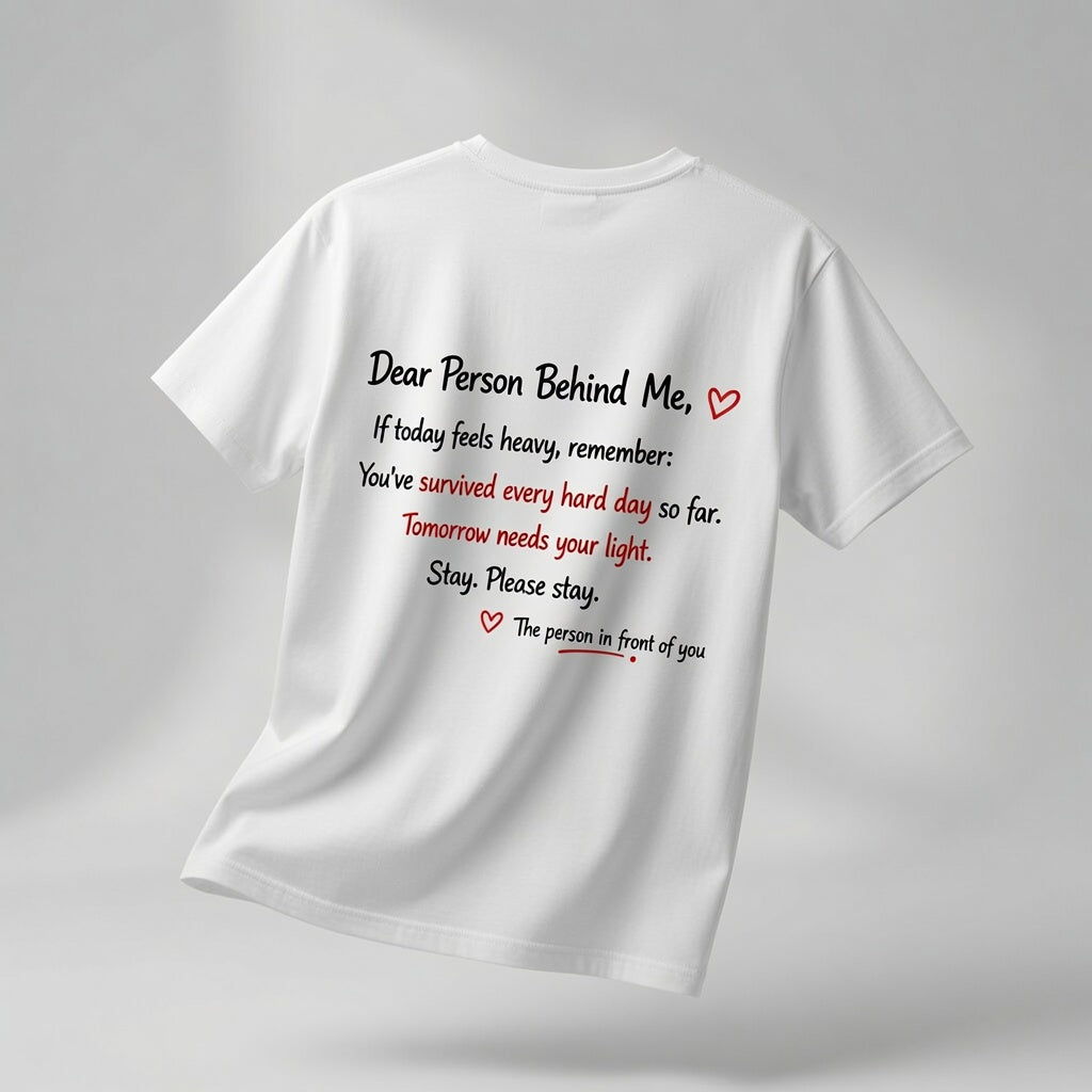 Dear Person Behind Me" T-Shirt – Mental Health Awareness & Suicide Prevention Graphic Tee